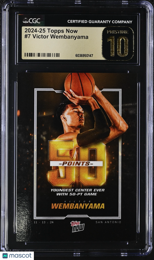 2024-25 Topps Now Victor Wembanyama #7 CGC Black Label Pristine 10