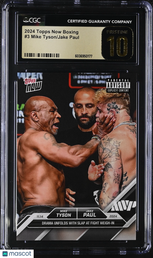 2024 Topps Now Boxing Mike Tyson/Jake Paul #3 CGC Black Label Pristine 10