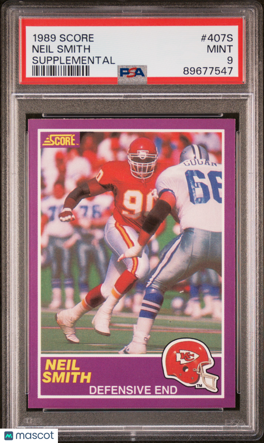 1989 Score Supplemental Neil Smith #407S PSA 9