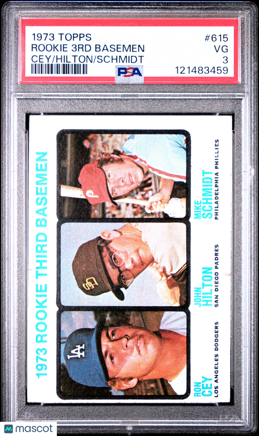 1973 Topps Rookie 3RD Basemen #615 Cey Hilton Schmidt PSA 3