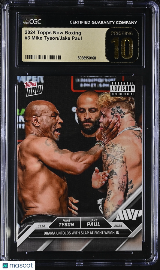 2024 Topps Now Boxing Mike Tyson/Jake Paul #3 CGC Black Label Pristine 10