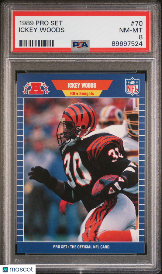 1989 Pro Set Ickey Woods #70 PSA 8
