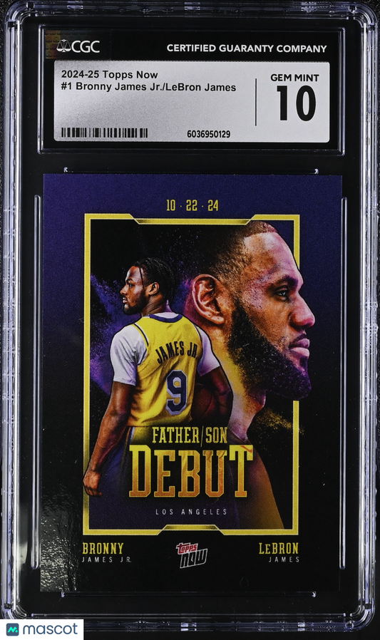 2024-25 Topps Now Bronny James Jr./LeBron James #1 CGC 10