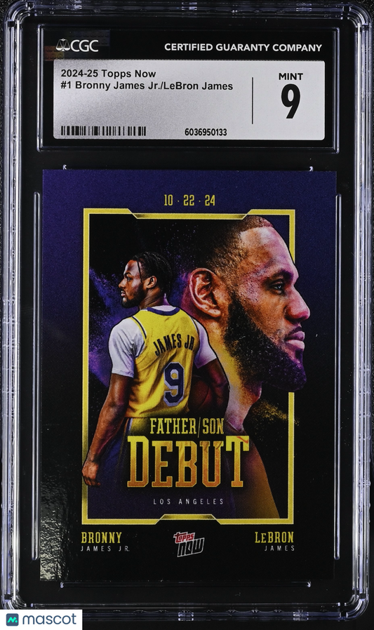 2024-25 Topps Now Bronny James Jr./LeBron James #1 CGC 9
