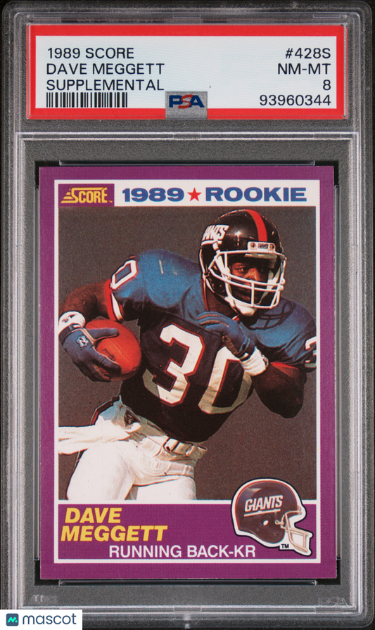1989 Score Supplemental Dave Meggett #428S PSA 8