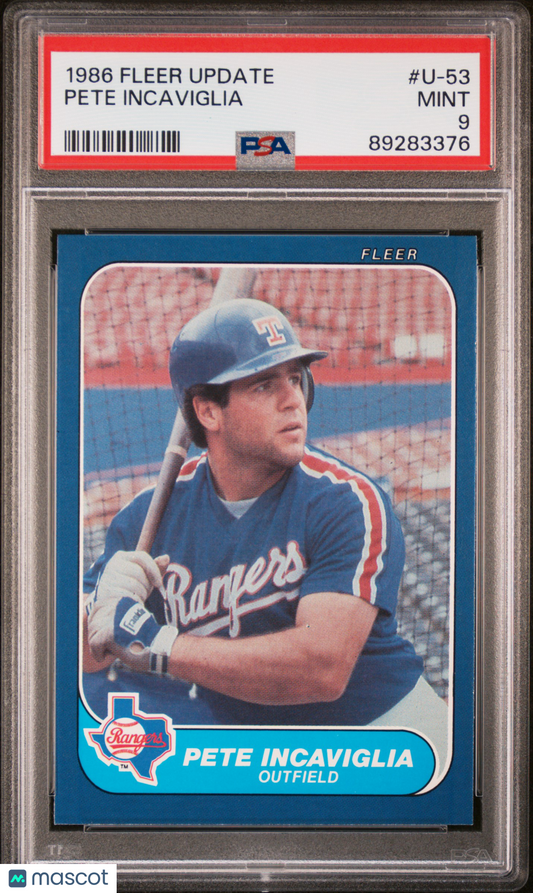 1986 Fleer Update Pete Incaviglia #U-53 PSA 9