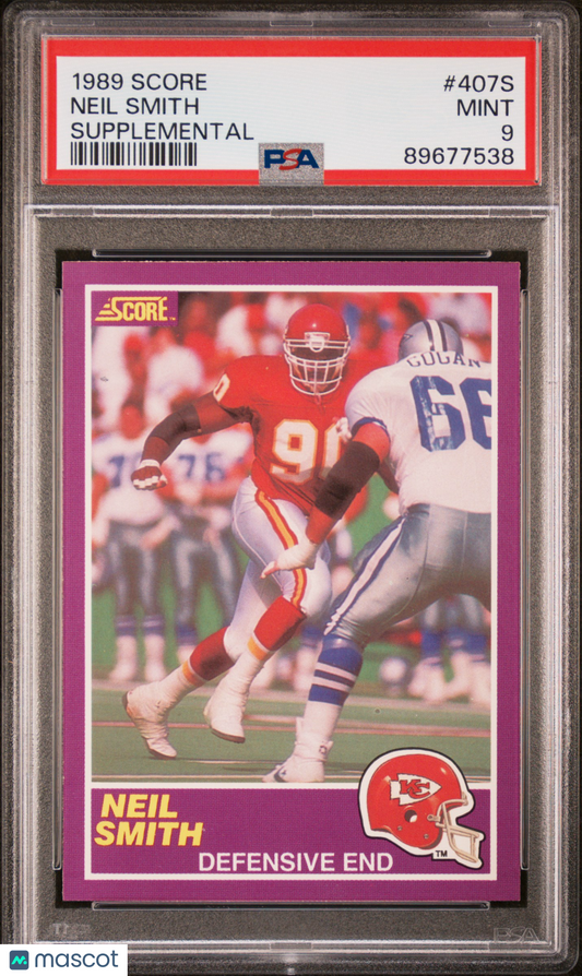 1989 Score Supplemental Neil Smith #407S PSA 9