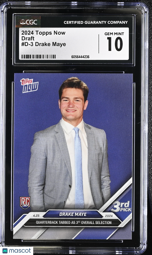 2024 Topps Now Drake Maye #D-3 Draft CGC 10