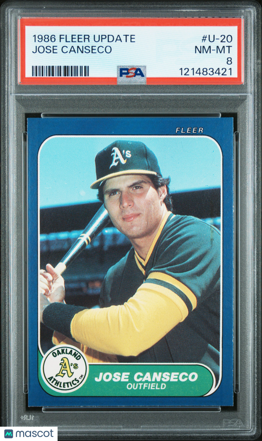 1986 Fleer Update Jose Canseco #U-20 PSA 8