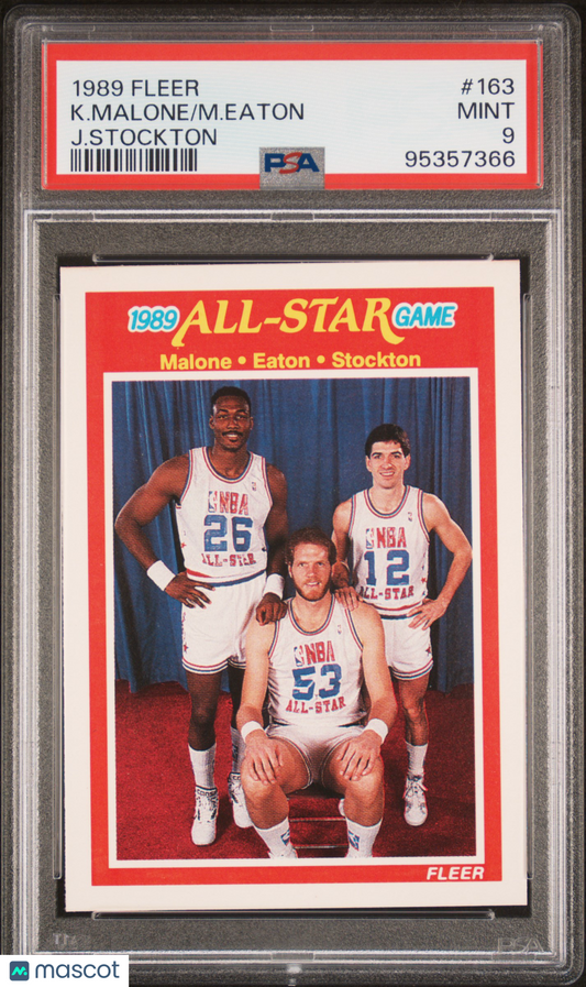 1989 Fleer M. Eaton K. Malone #163 J. Stockton PSA 9