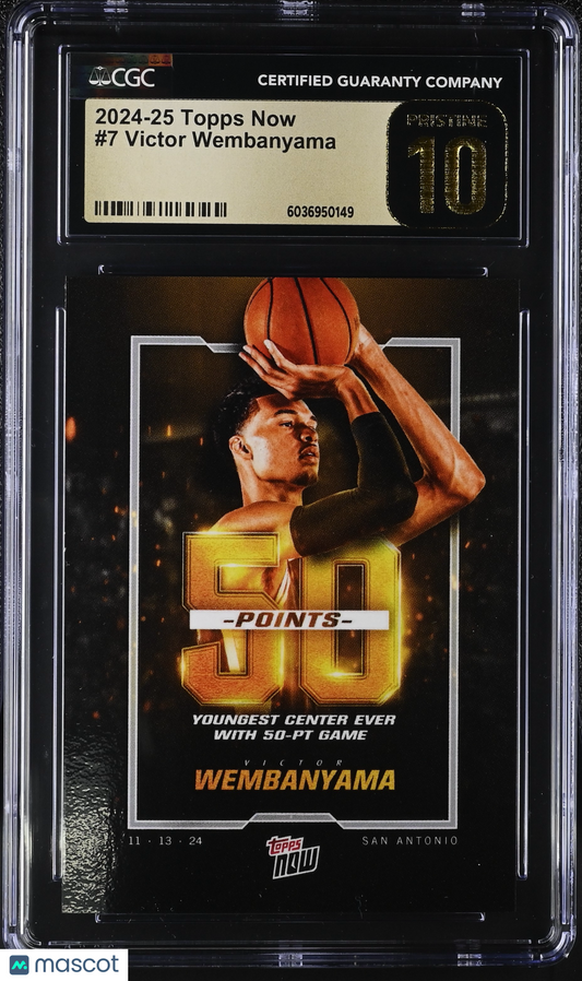 2024-25 Topps Now Victor Wembanyama #7 CGC Black Label Pristine 10