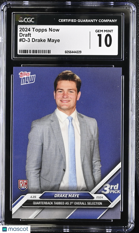 2024 Topps Now Drake Maye #D-3 Draft CGC 10