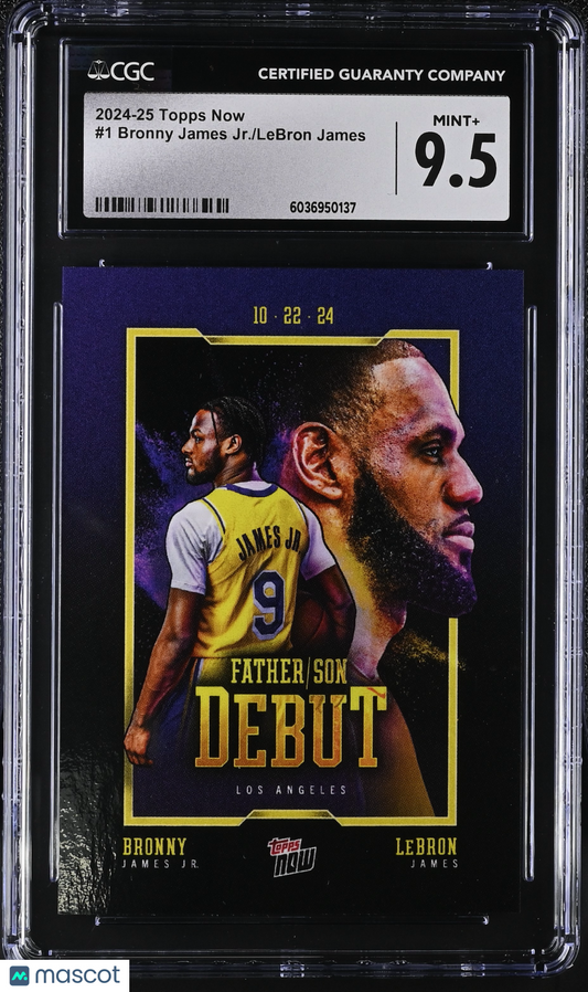 2024-25 Topps Now Bronny James Jr./LeBron James #1 CGC 9.5