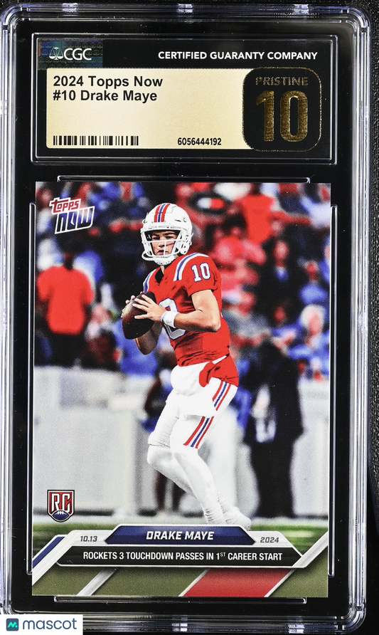 2024 Topps Now Drake Maye #10 CGC 10 Pristine Black Label